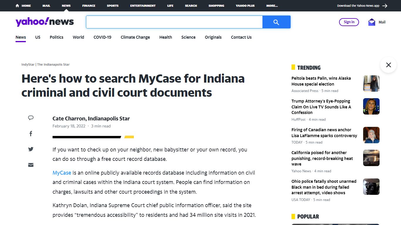 Here's how to search MyCase for Indiana criminal and civil court documents